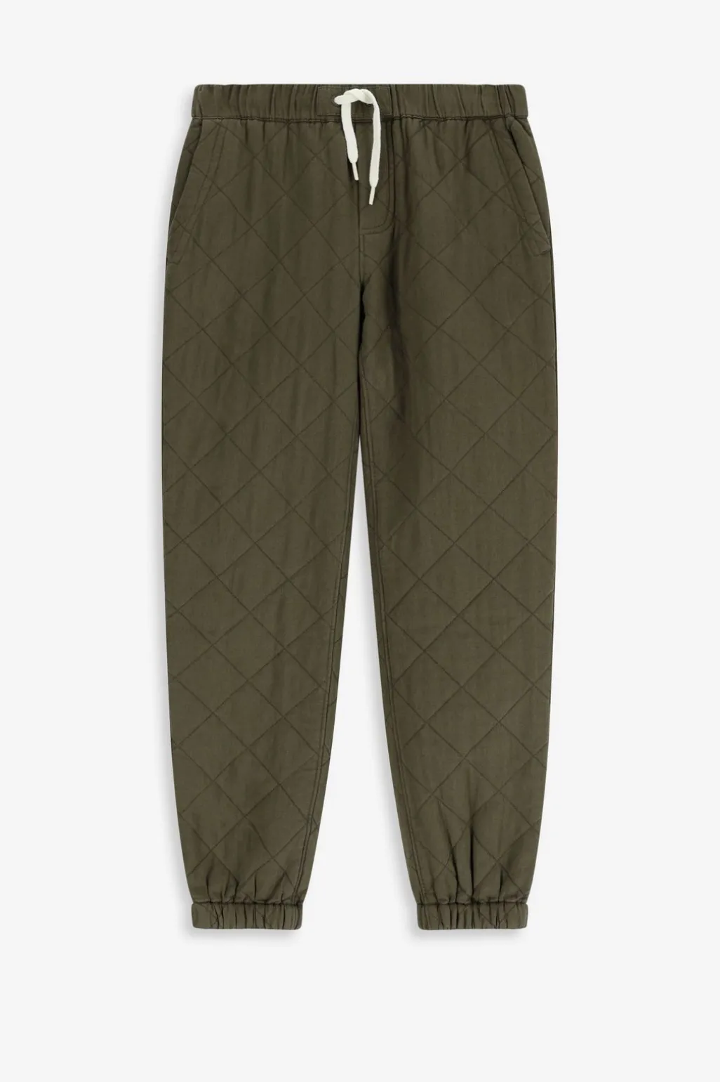Donkergroene quilted pull on broek