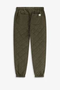 Donkergroene quilted pull on broek