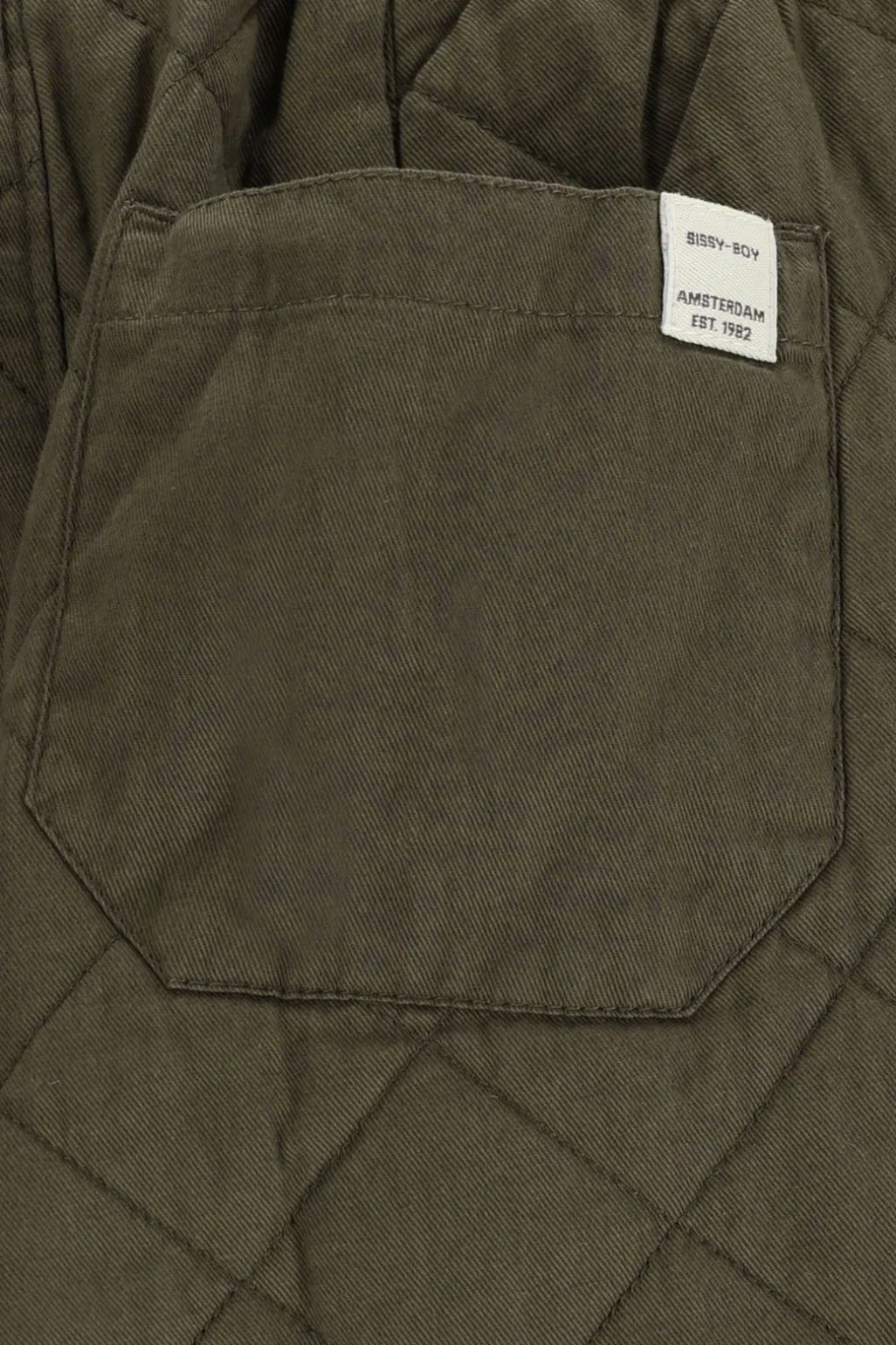 Donkergroene quilted pull on broek