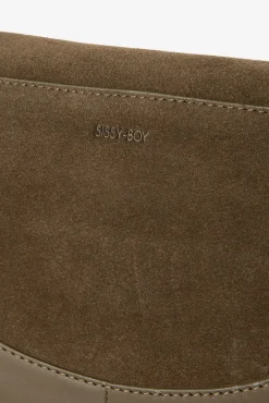 Donkergroene suède leren crossbody tas