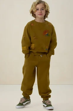 Donkergroene sweater met embroidery