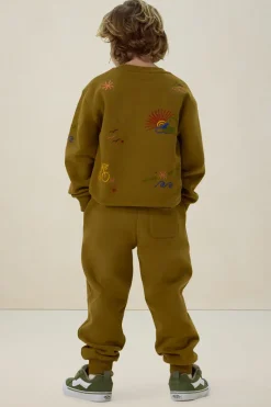 Donkergroene sweater met embroidery