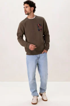 Donkergroene sweater met print