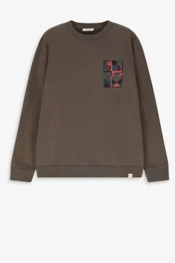 Donkergroene sweater met print