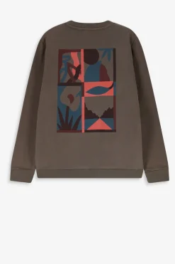 Donkergroene sweater met print
