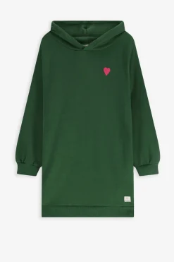 Donkergroene sweatjurk met artwork