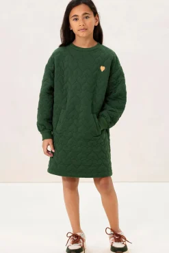 Donkergroene sweatjurk met hartjes