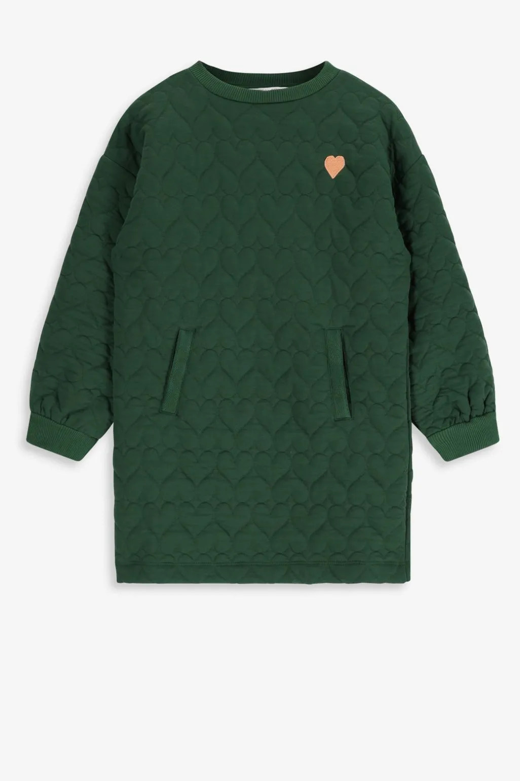 Donkergroene sweatjurk met hartjes