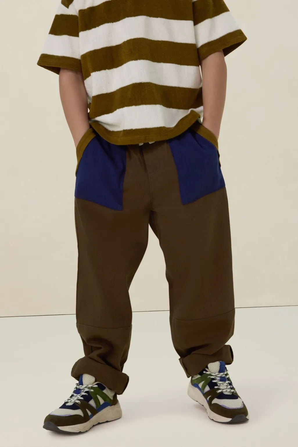 Donkergroene twill cargo broek