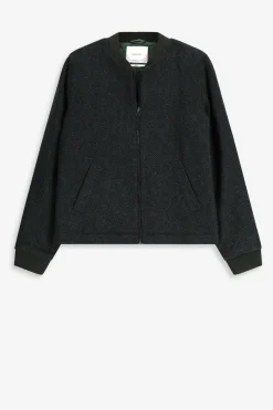Donkergroene wollen jas met herringbone