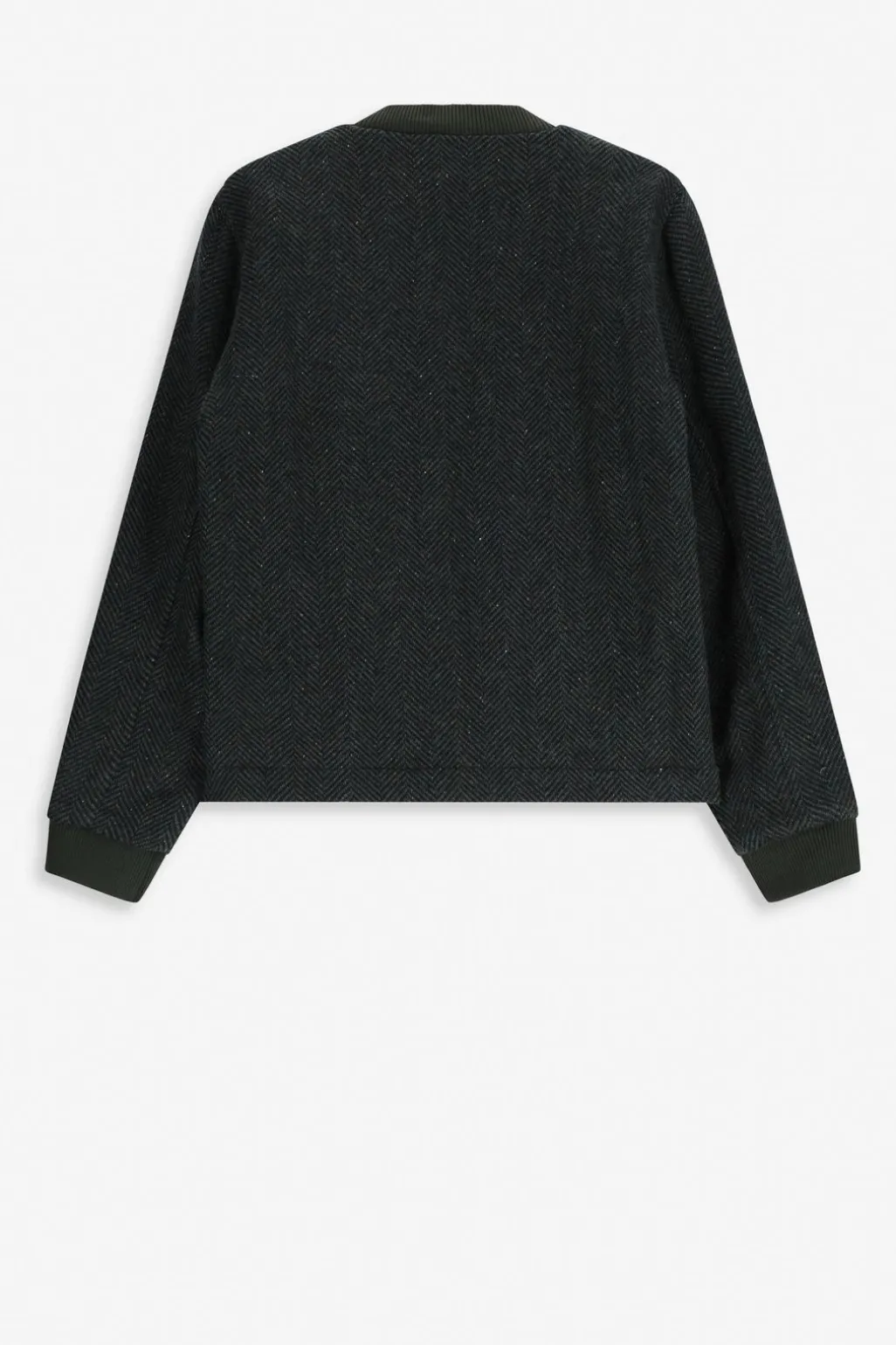 Donkergroene wollen jas met herringbone