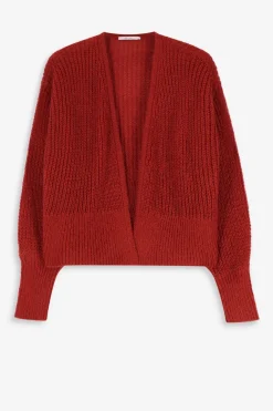 Donkeroranje ribgebreid vest