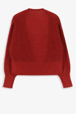 Donkeroranje ribgebreid vest