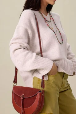 Donkeroranje suède en leren crossbody tas