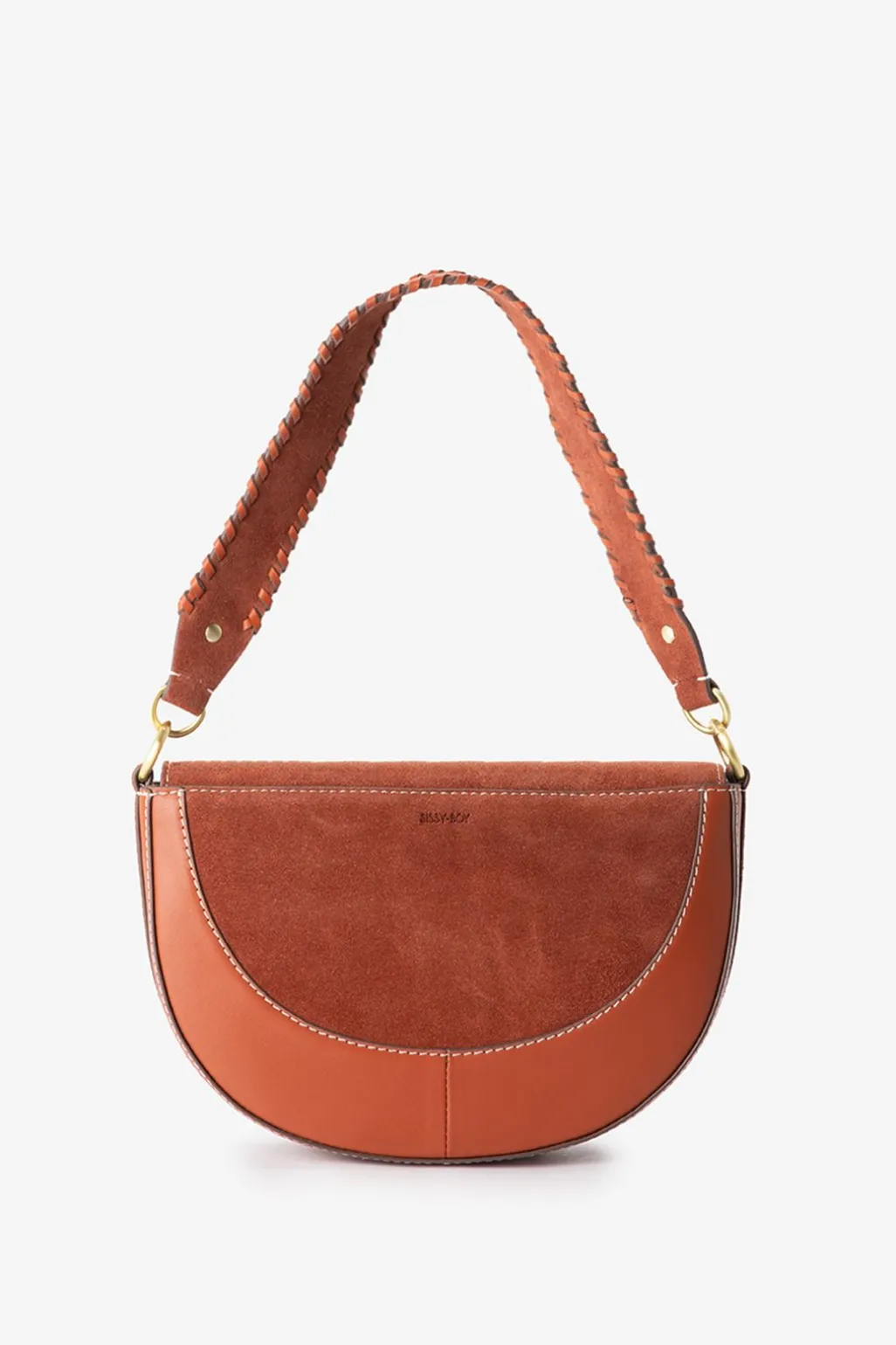 Donkeroranje suède en leren crossbody tas