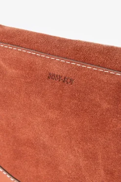 Donkeroranje suède en leren crossbody tas