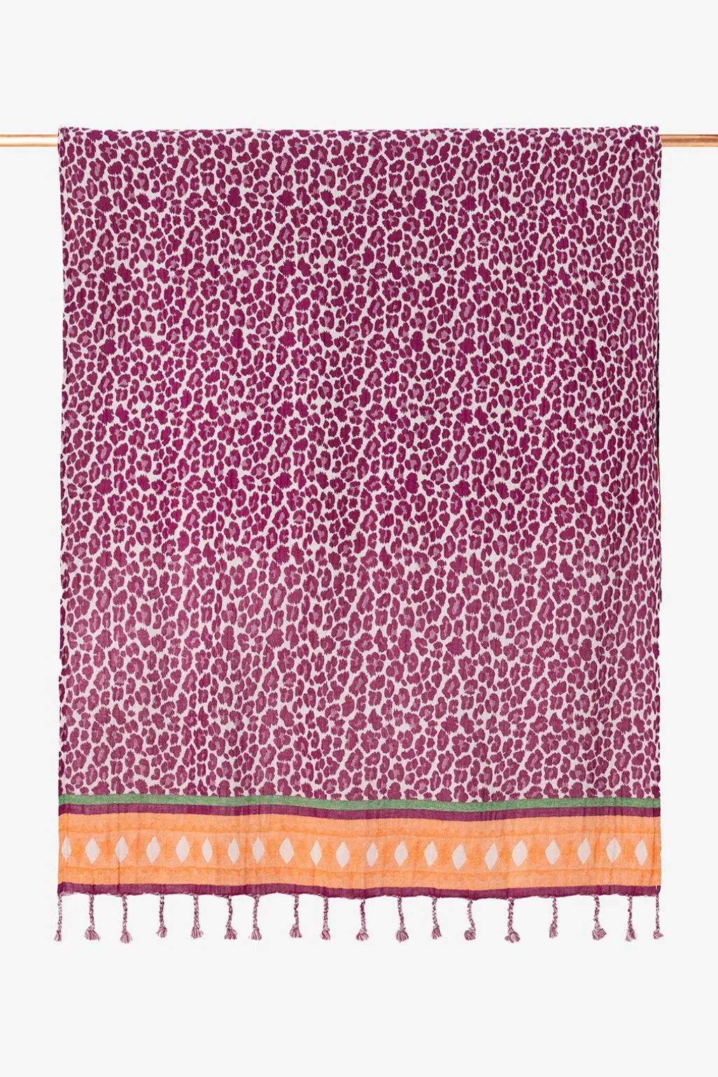 Donkerpaarse hamamdoek met leopard print