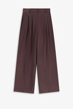 Donkerpaarse high waist wide leg broek