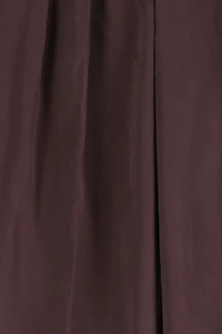 Donkerpaarse high waist wide leg broek
