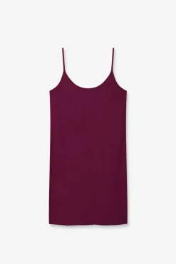 Donkerpaarse jersey slip jurk