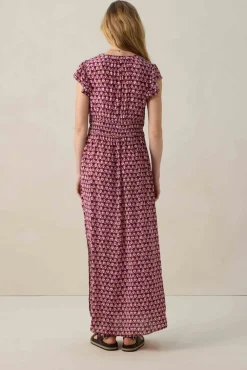 Donkerpaarse maxi jurk met ruffles