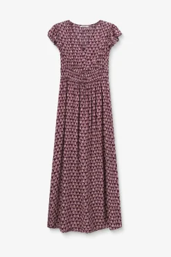 Donkerpaarse maxi jurk met ruffles
