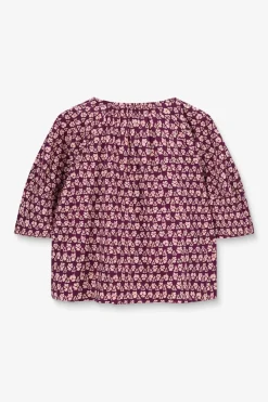 Donkerpaarse top met print