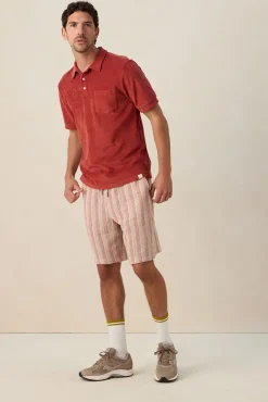 Donkerrode badstof polo