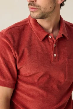 Donkerrode badstof polo
