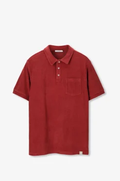 Donkerrode badstof polo