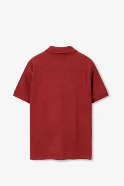 Donkerrode badstof polo