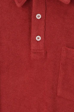 Donkerrode badstof polo