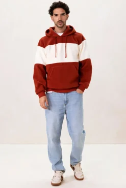 Donkerrode colourblock hoodie