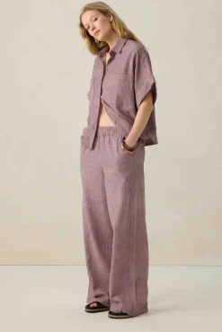 Donkerrode gestreepte blouse