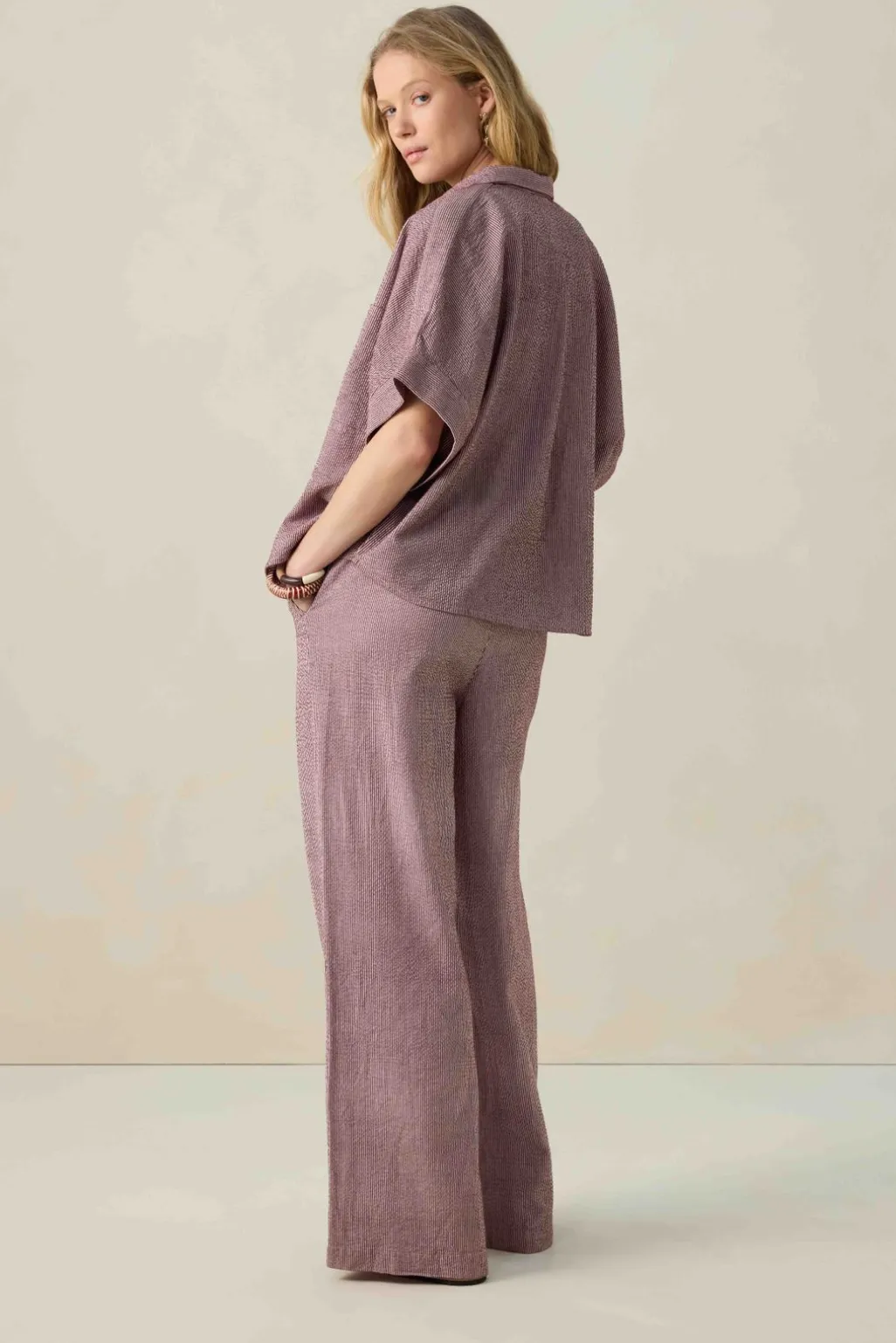 Donkerrode gestreepte blouse