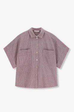 Donkerrode gestreepte blouse