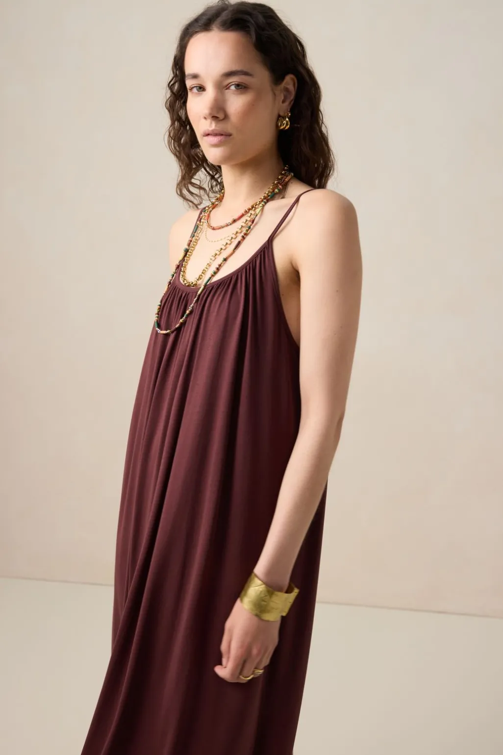Donkerrode maxi jurk