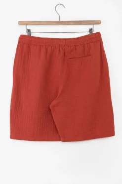 Donkerrode mousseline shorts