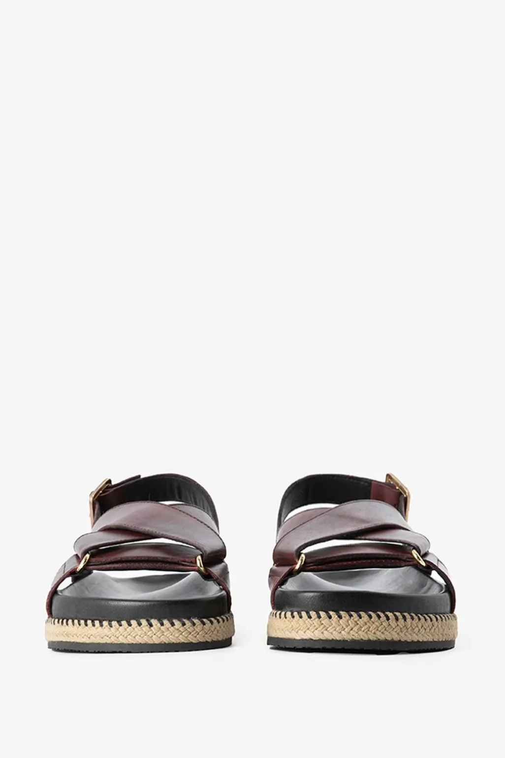 Donkerrode plateau sandalen