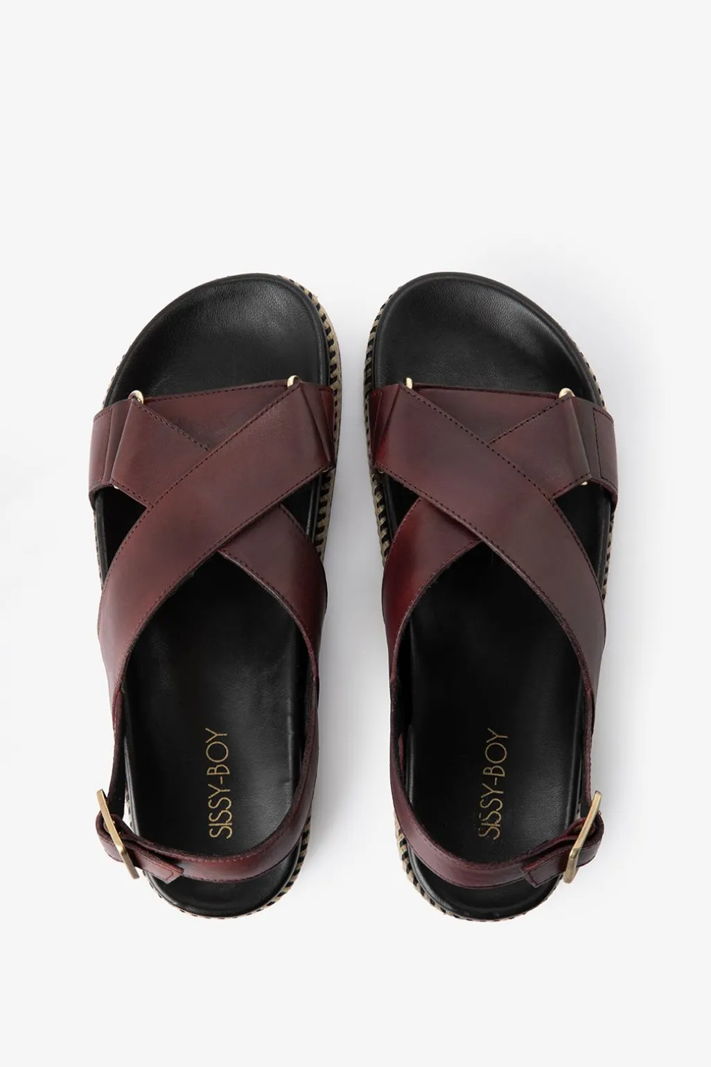 Donkerrode plateau sandalen