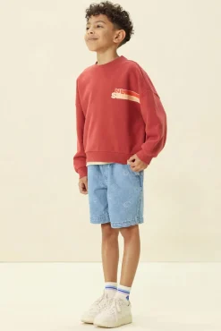 Donkerrode sweater met artwork
