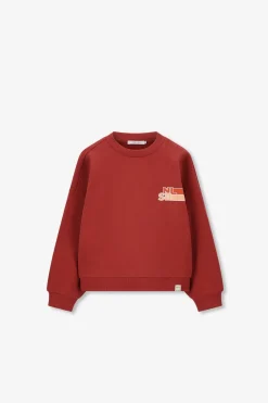 Donkerrode sweater met artwork