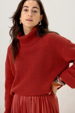 Donkerrode trui met turtle neck