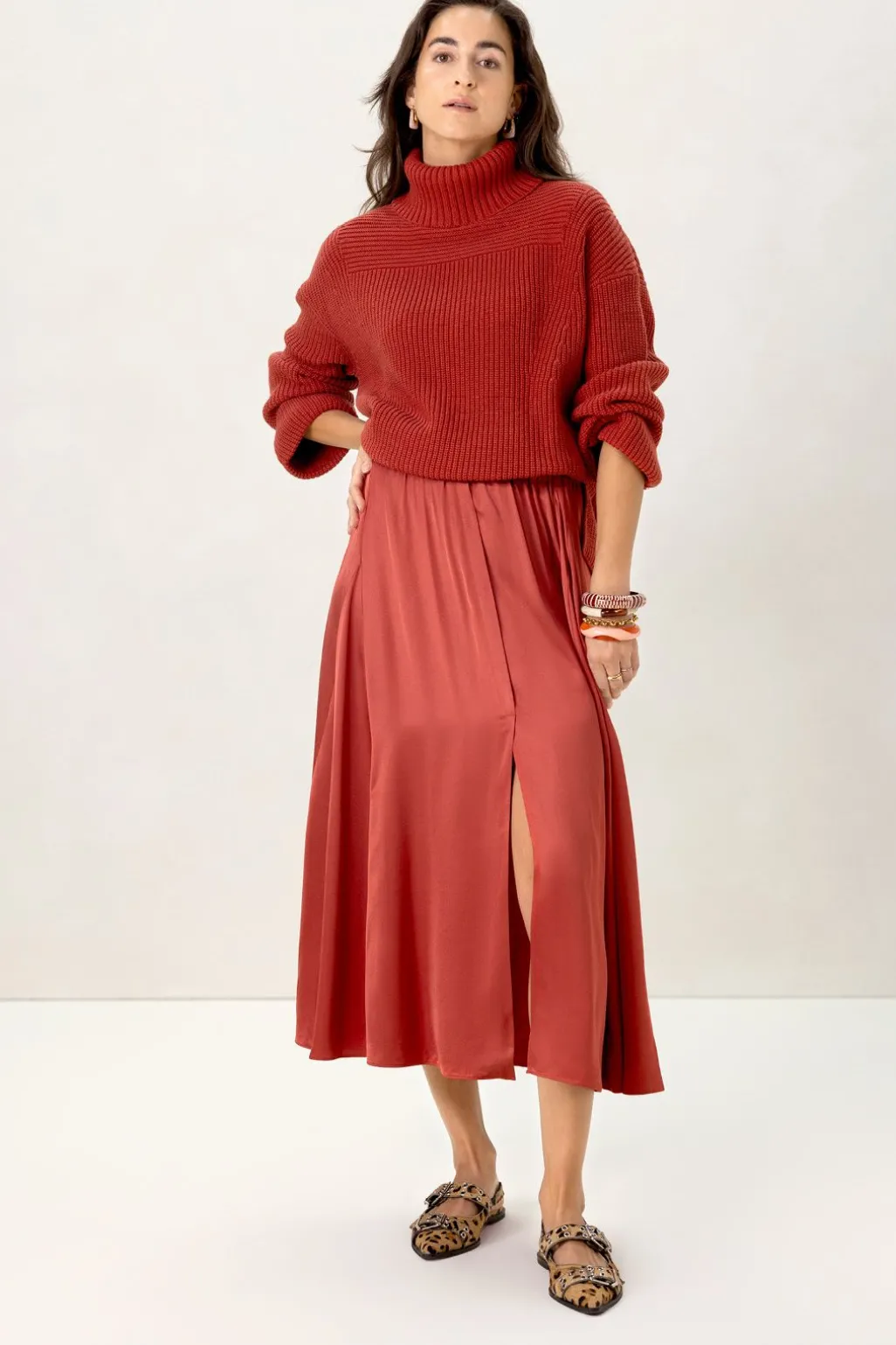 Donkerrode trui met turtle neck
