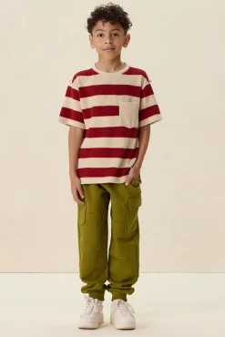 Donkerrood badstof T-shirt
