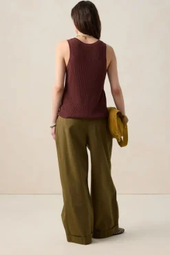 Donkerrood gebreid singlet