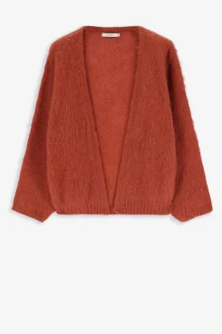 Donkerrood zacht gebreid vest
