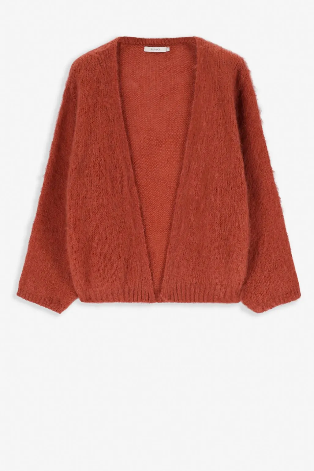 Donkerrood zacht gebreid vest