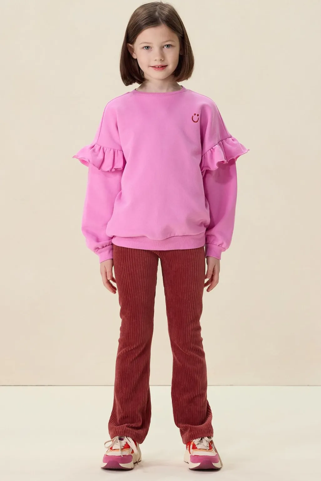 Donkerroze rib flared legging