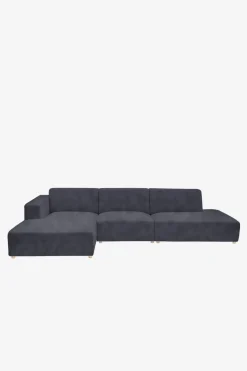 Earl velvet 4-zits bank chaise longue links otto longue rechts mid grey